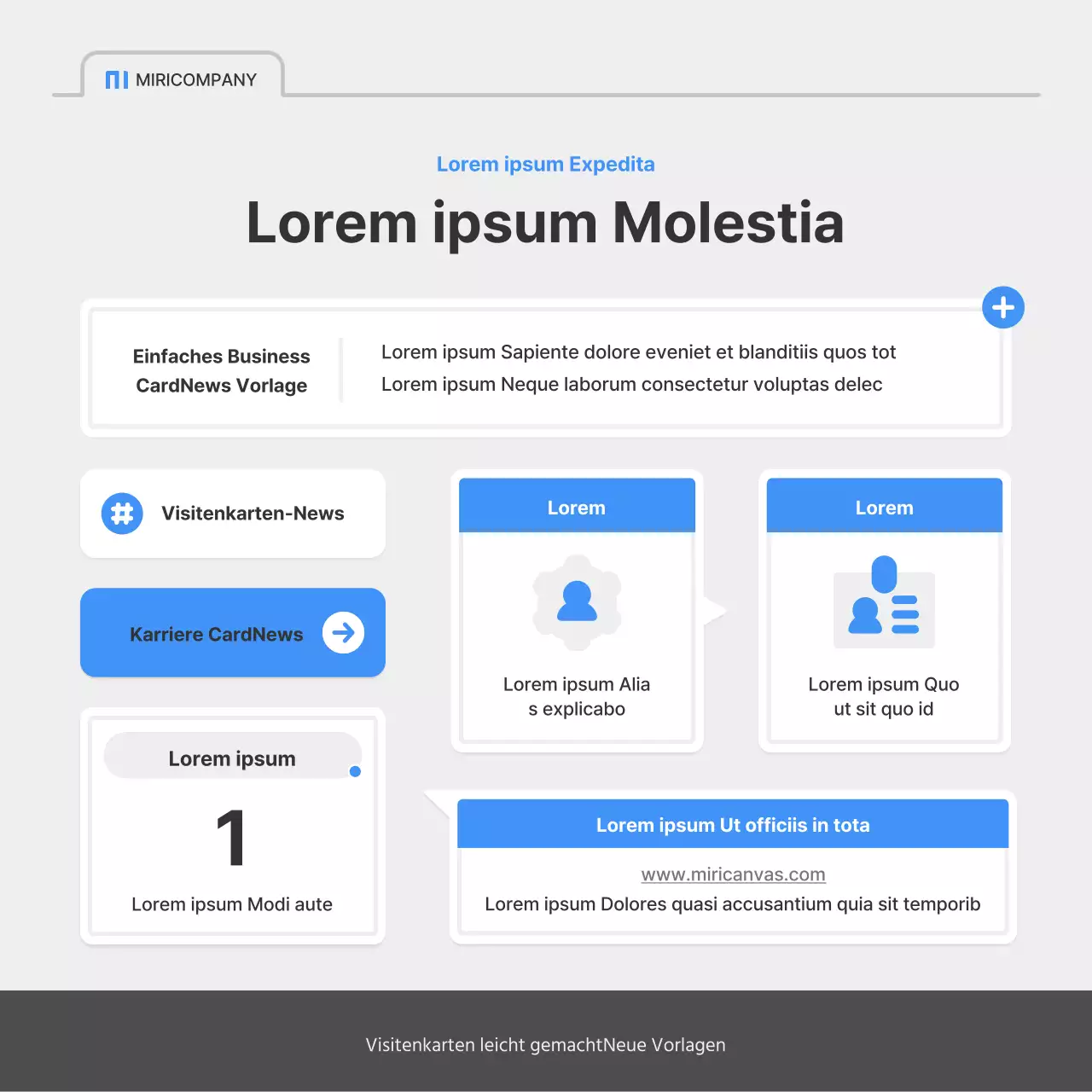 Eine einfache Stellenanzeige eines Unternehmens in Blau und Grau