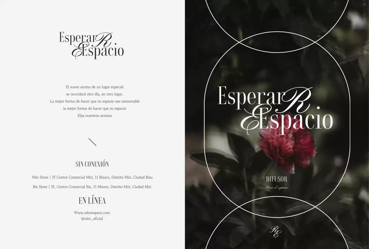 Un lujoso difusor con imágenes florales vintage en colores apagados para mostrar los productos.