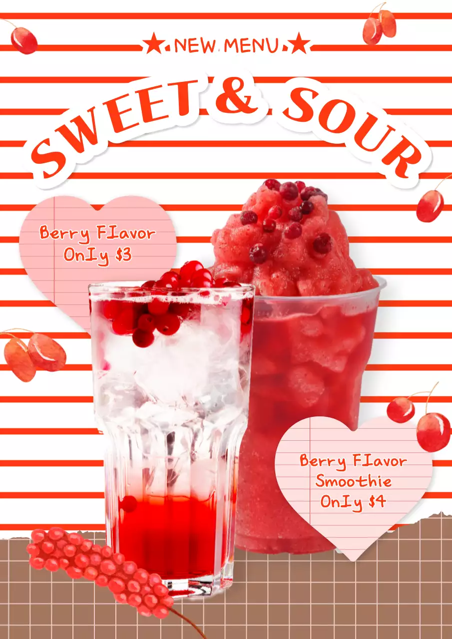 레드 트렌디 드링크 프로모션 포스터