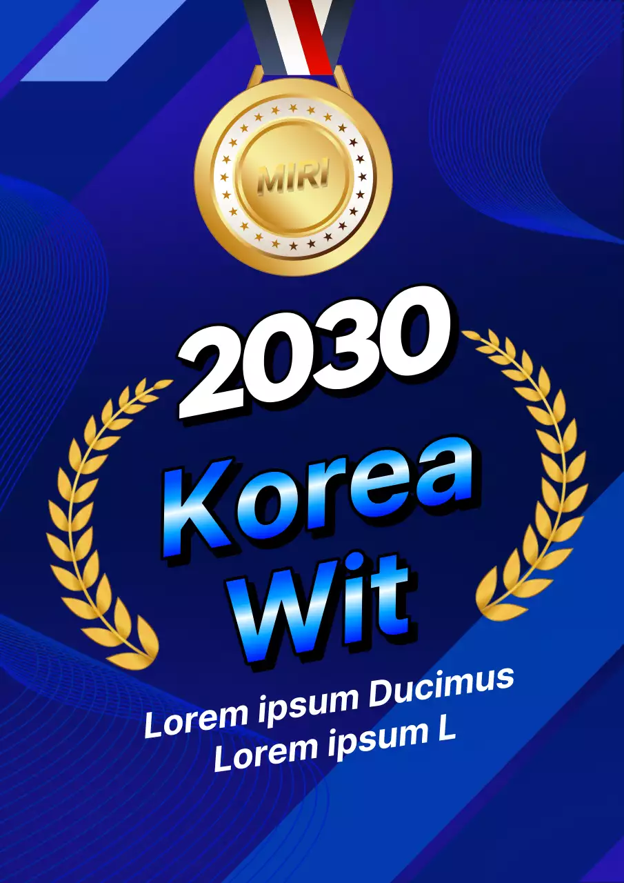 Een cyberpunk reclame voor de Koreaanse Aziatische Spelen in blauw en goud