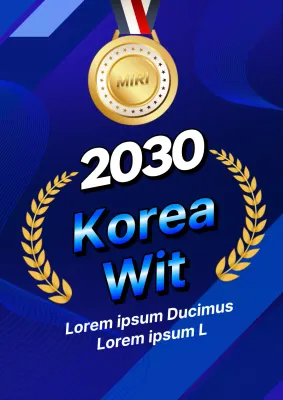 Een cyberpunk reclame voor de Koreaanse Aziatische Spelen in blauw en goud