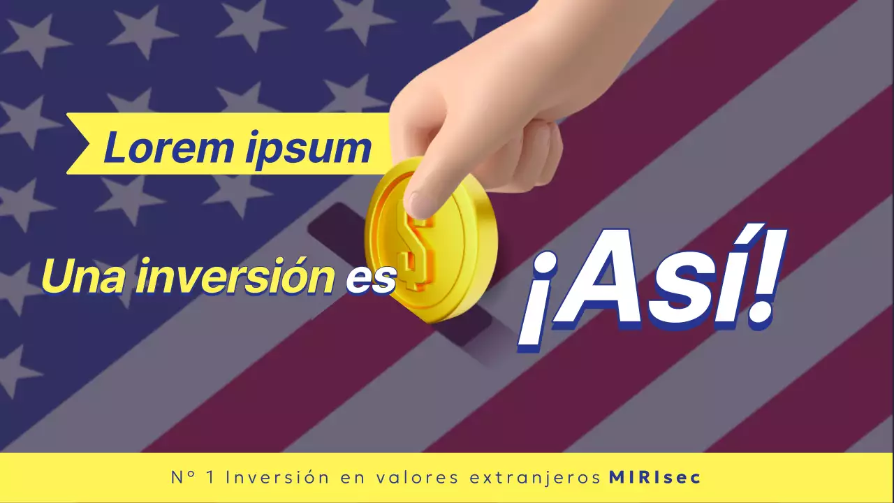 Un sencillo post en amarillo y azul sobre la inversión en acciones estadounidenses