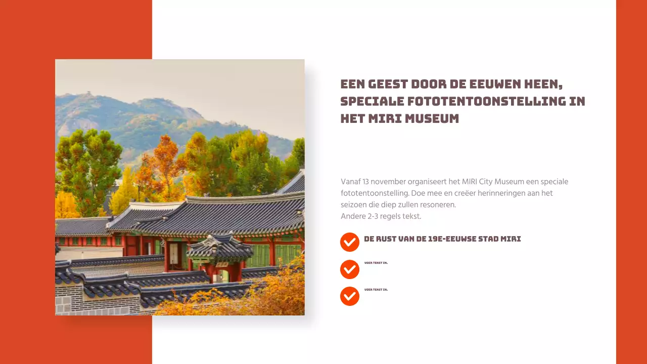 Promoot een eenvoudige nieuwsbrief over lokaal toerisme met oranje accenten