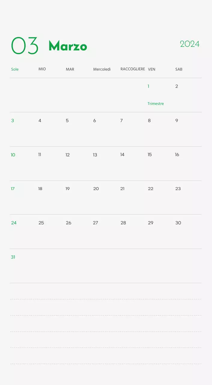 Un calendario con l'immagine di un cucciolo e un simpatico messaggio in verde.