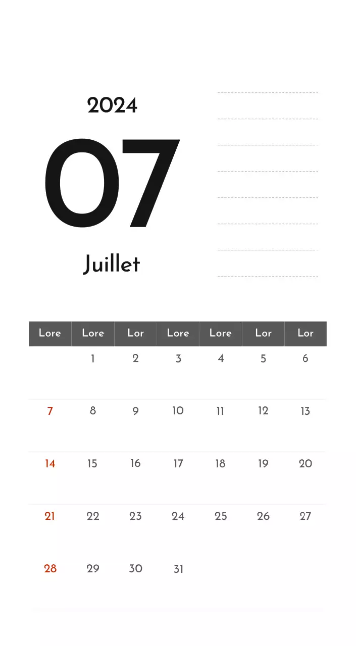 Un calendrier d'entreprise simple en gris