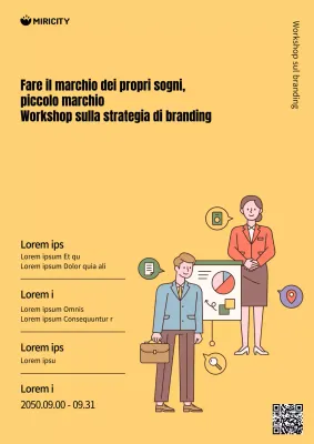 Un semplice marchio in giallo e nero per promuovere il reclutamento di apprendisti nei laboratori.