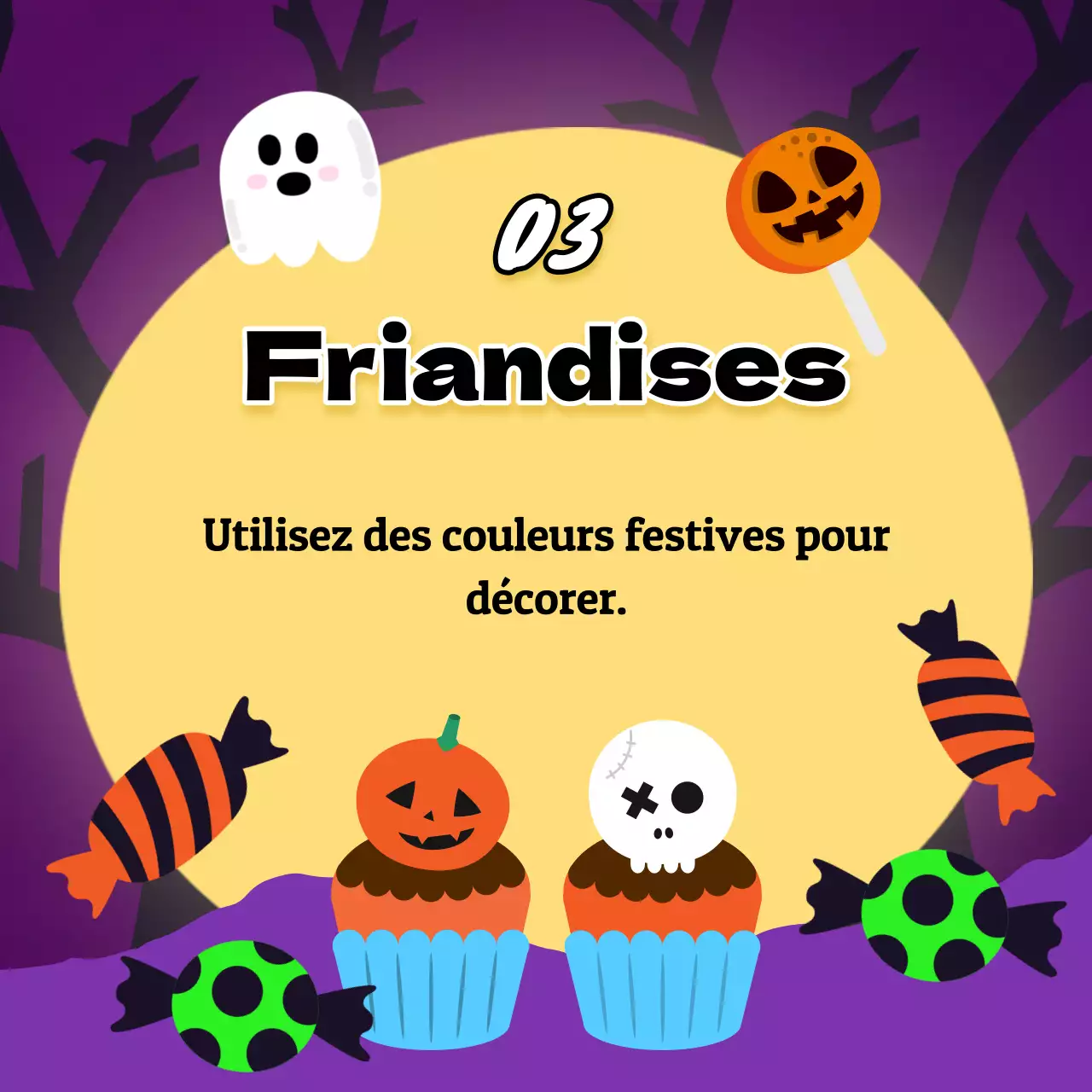 Décor d'Halloween fantaisiste en orange et noir