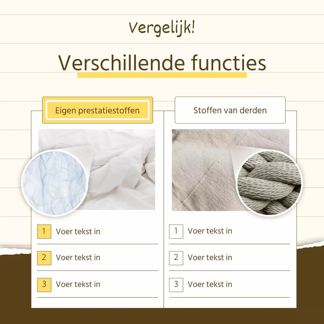 Een eenvoudig verhalend productpraatje in geel en beige
