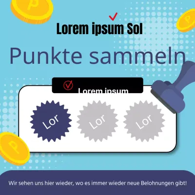 Kitschiger Anwesenheitsstempel Veranstaltungspost mit blauem Hintergrund