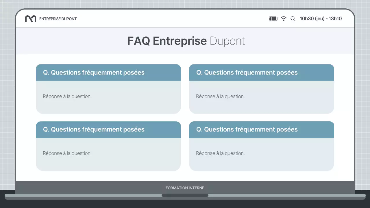 Présentation simple de formation interne en bleu clair et gris