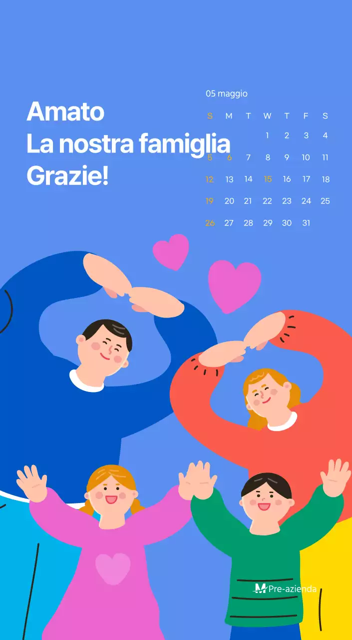 Calendario motivazionale con illustrazioni energetiche e citazioni positive su sfondo azzurro