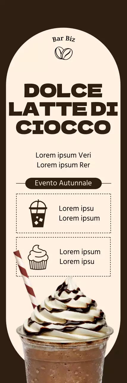 Banner cioccolatoso con bordo circolare con un elenco di eventi autunnali