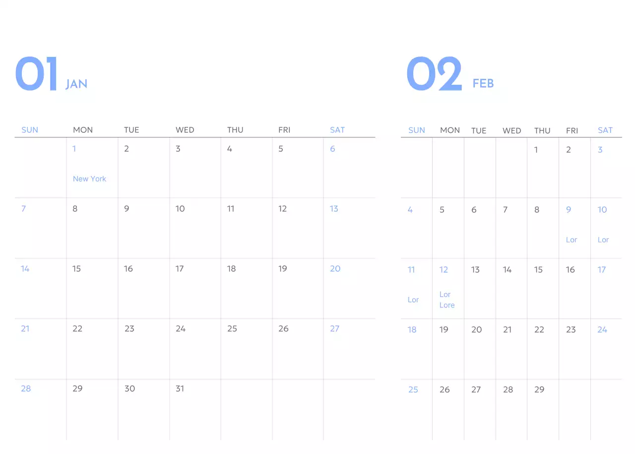 Goal Tracker calendar with a splash of blue