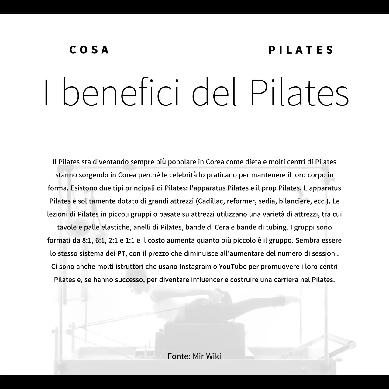 Promuovere il Pilates moderno in nero