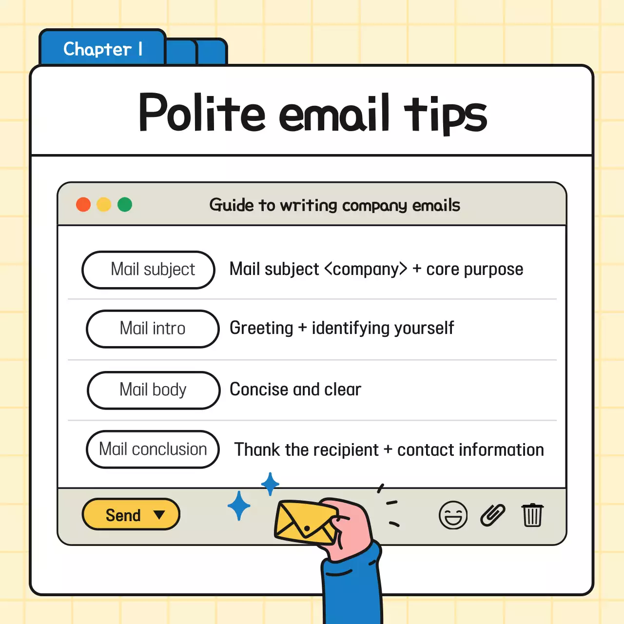 Promote simple business tips in blue and yellow