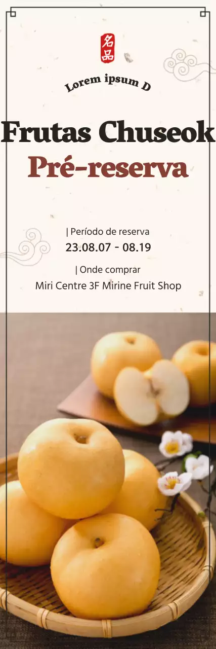Pré-reserva de frutos Chuseok num fundo bege tradicional