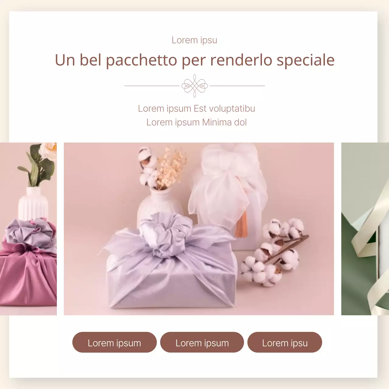 Elegante pubblicità di regali di nozze su sfondo avorio