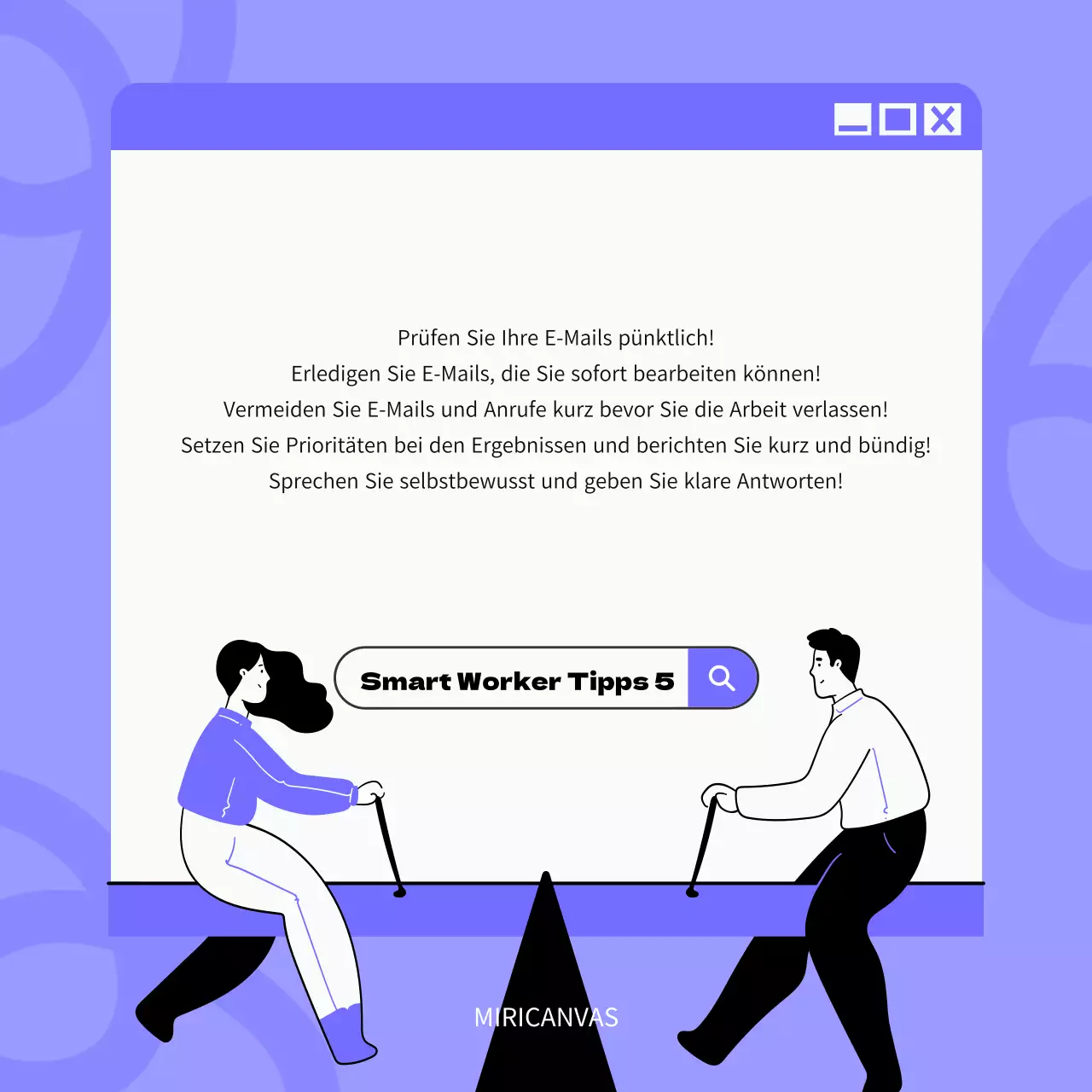 Ein lila-schwarzer, Pop-Art-inspirierter Work-Hack-Post