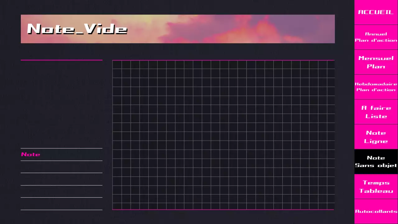 Planificateur d'animation CityPop dégradé noir et rose