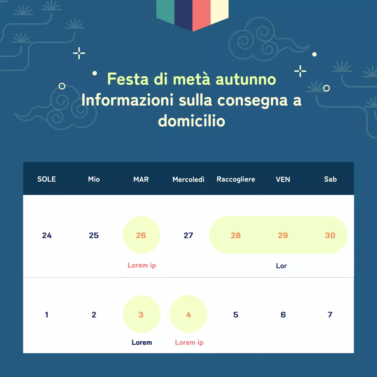 Annuncio Chuseok con motivo tradizionale e accenti chartreuse