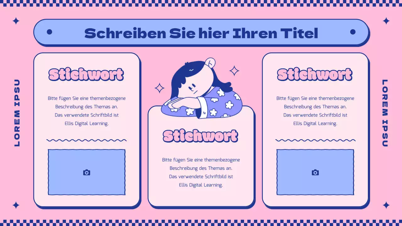 Einführung in das Konzept der niedlichen rosa und lila Figuren