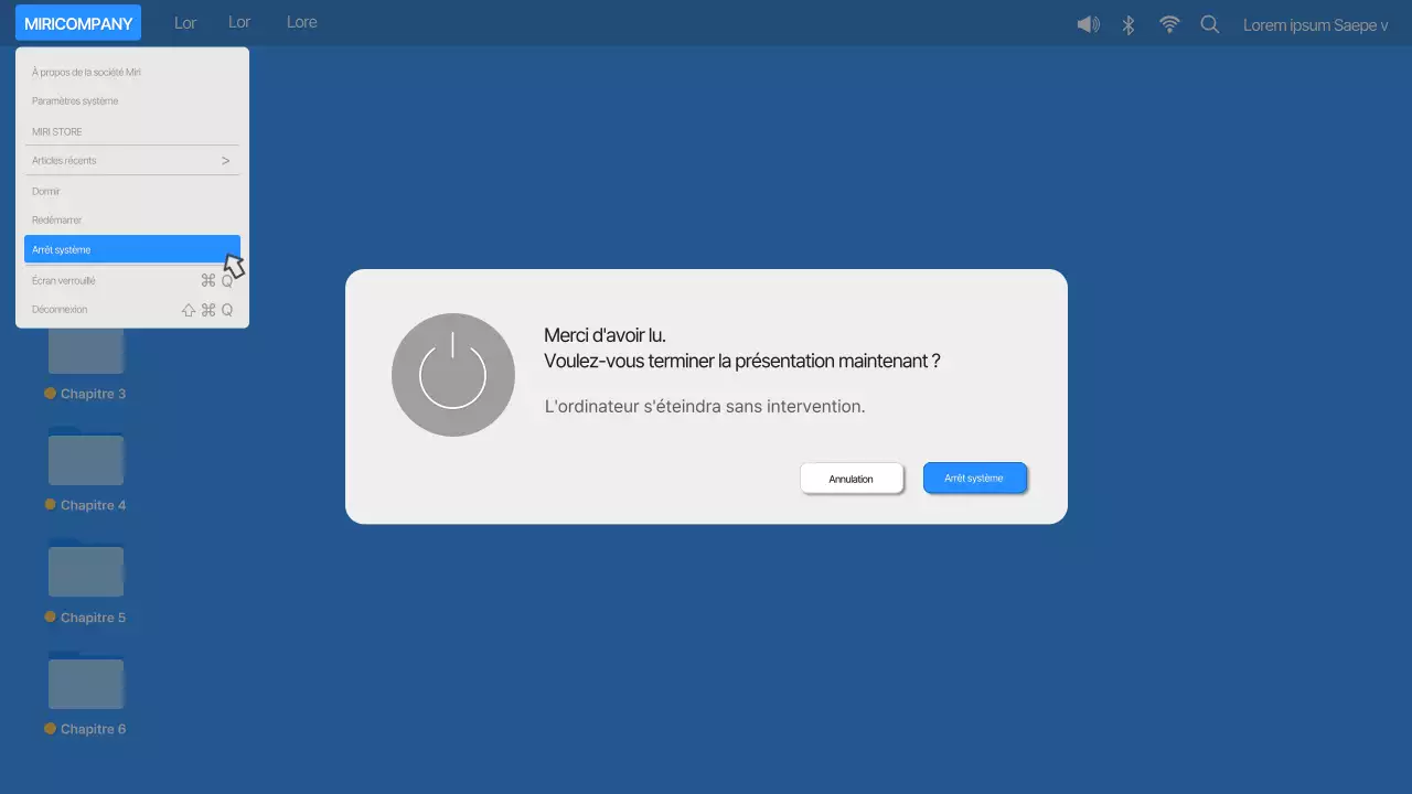 Interface utilisateur d'ordinateur simple en bleu et orange Profil de l'entreprise