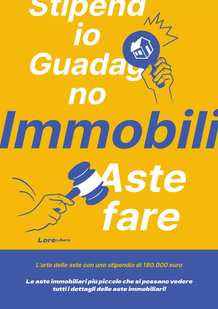Copertina semplice di un libro d'aste immobiliari giallo e blu