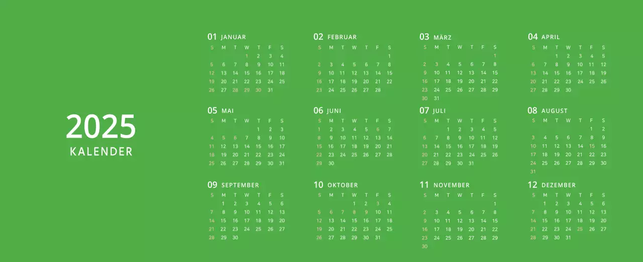 Niedlich illustrierter grüner Tischkalender mit Familienthemen