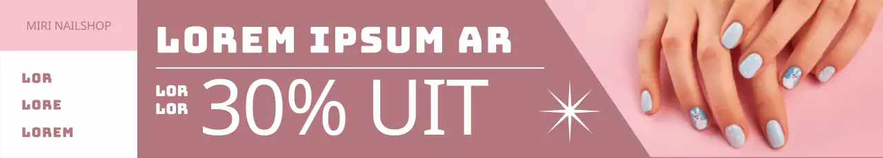 Exam ticket evenement banner in roze met een afbeelding van nail art