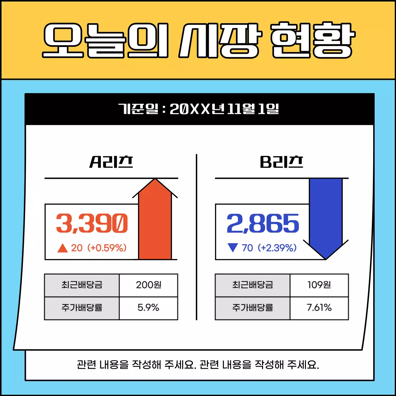 노랑과 하늘색의 심플한 부동산 리츠 투자 안내서