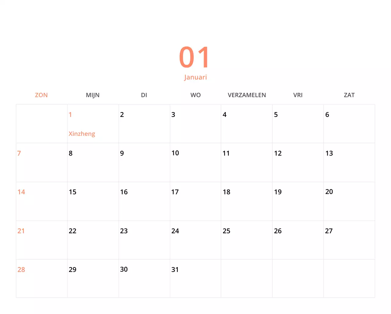 Schattige geïllustreerde groene bureaukalender met familiethema
