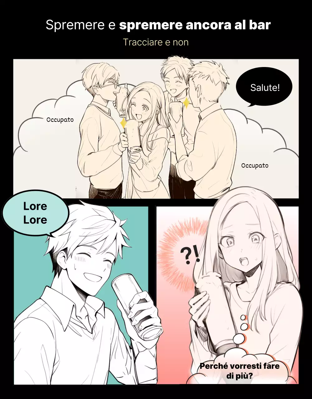 Trama webtoon di eccitazione maschile e femminile su sfondo nero