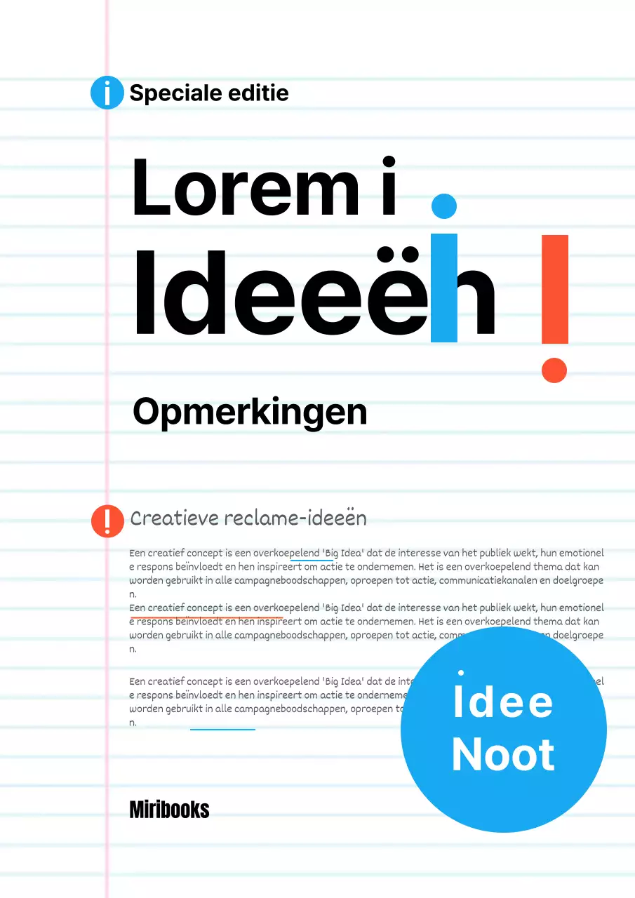 Idee nota strategie voorstel met typografie