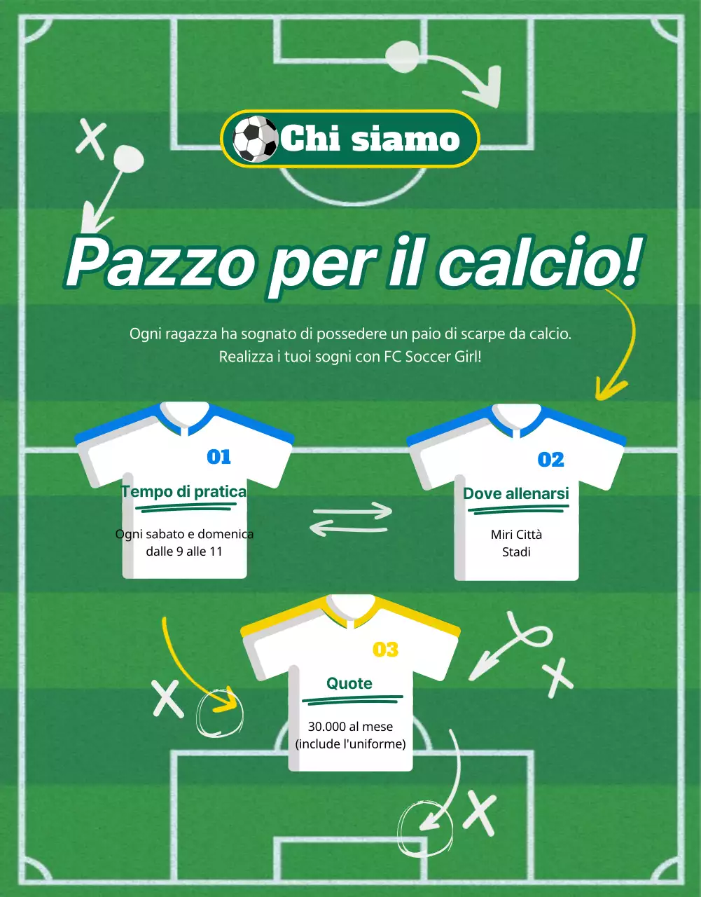 Reclutamento per la squadra di calcio femminile gialloverde