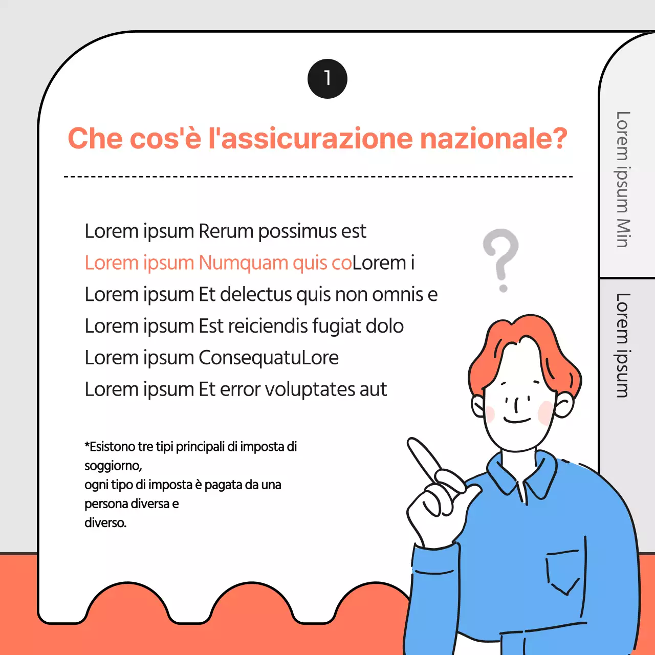 Illustrazione in azzurro e arancione delle istruzioni per il pagamento dell'imposta di soggiorno