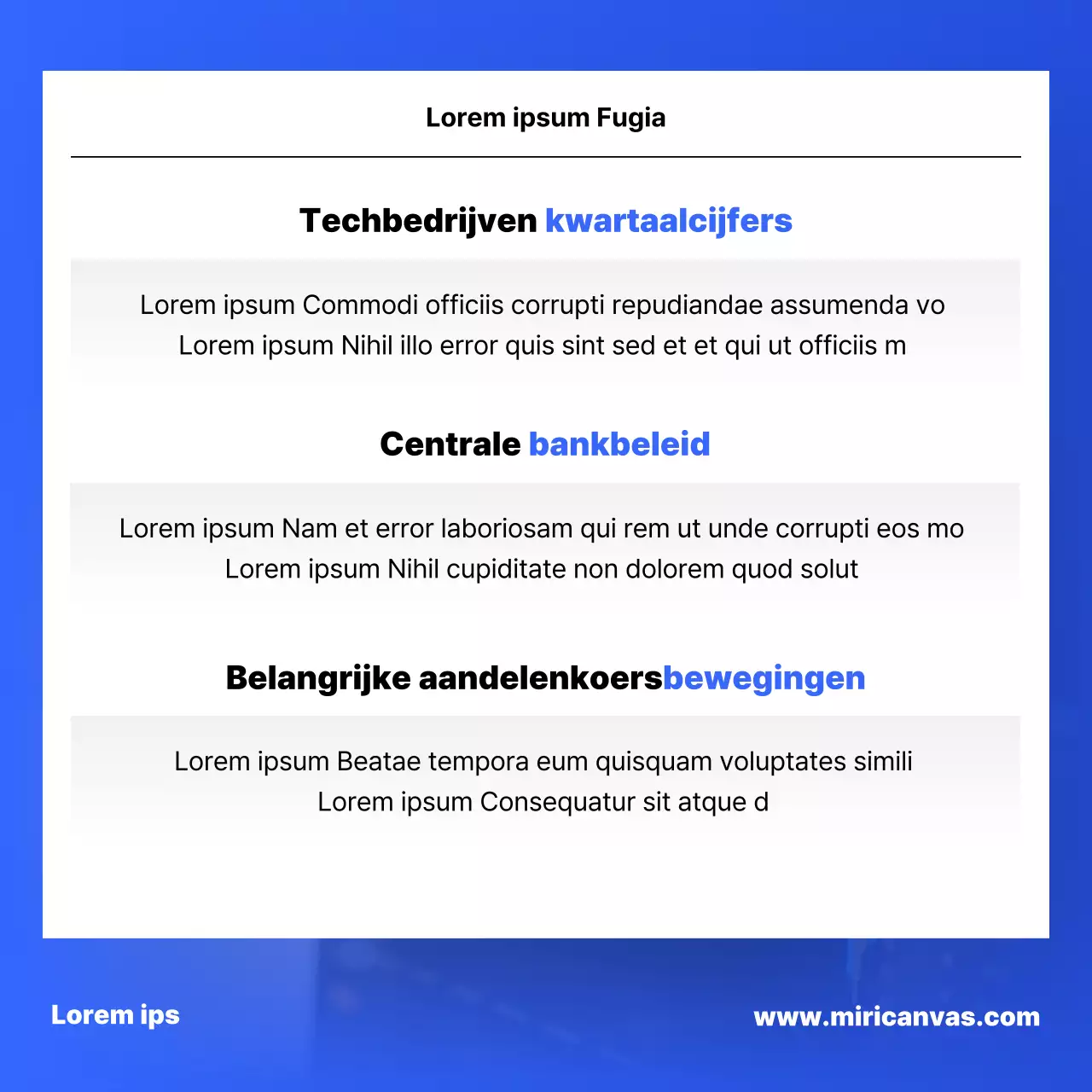 Een eenvoudig beursverslag in blauw