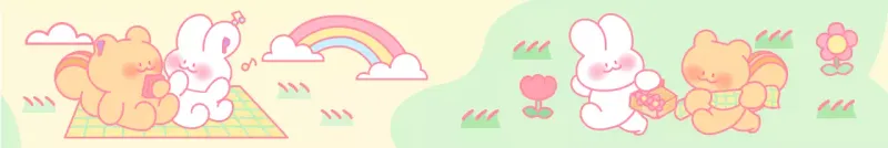 Articles à motifs avec de jolies illustrations d'écureuils et de lapins jaunes.