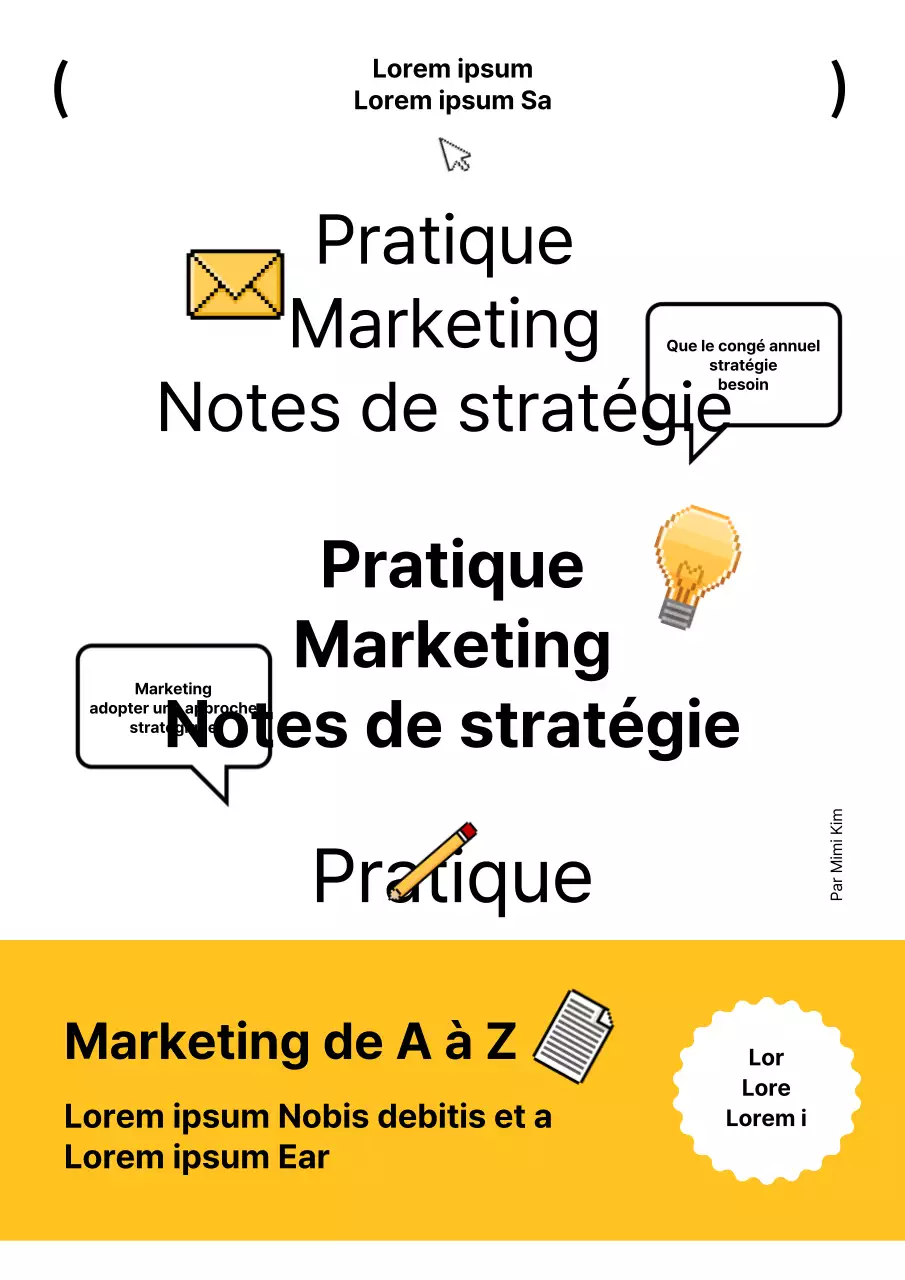 Couverture marketing avec texte jaune et noir