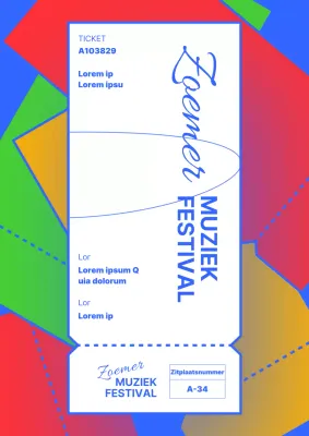 Promoot zomerse muziekfestivals met blauwe kleuren en regenbogen