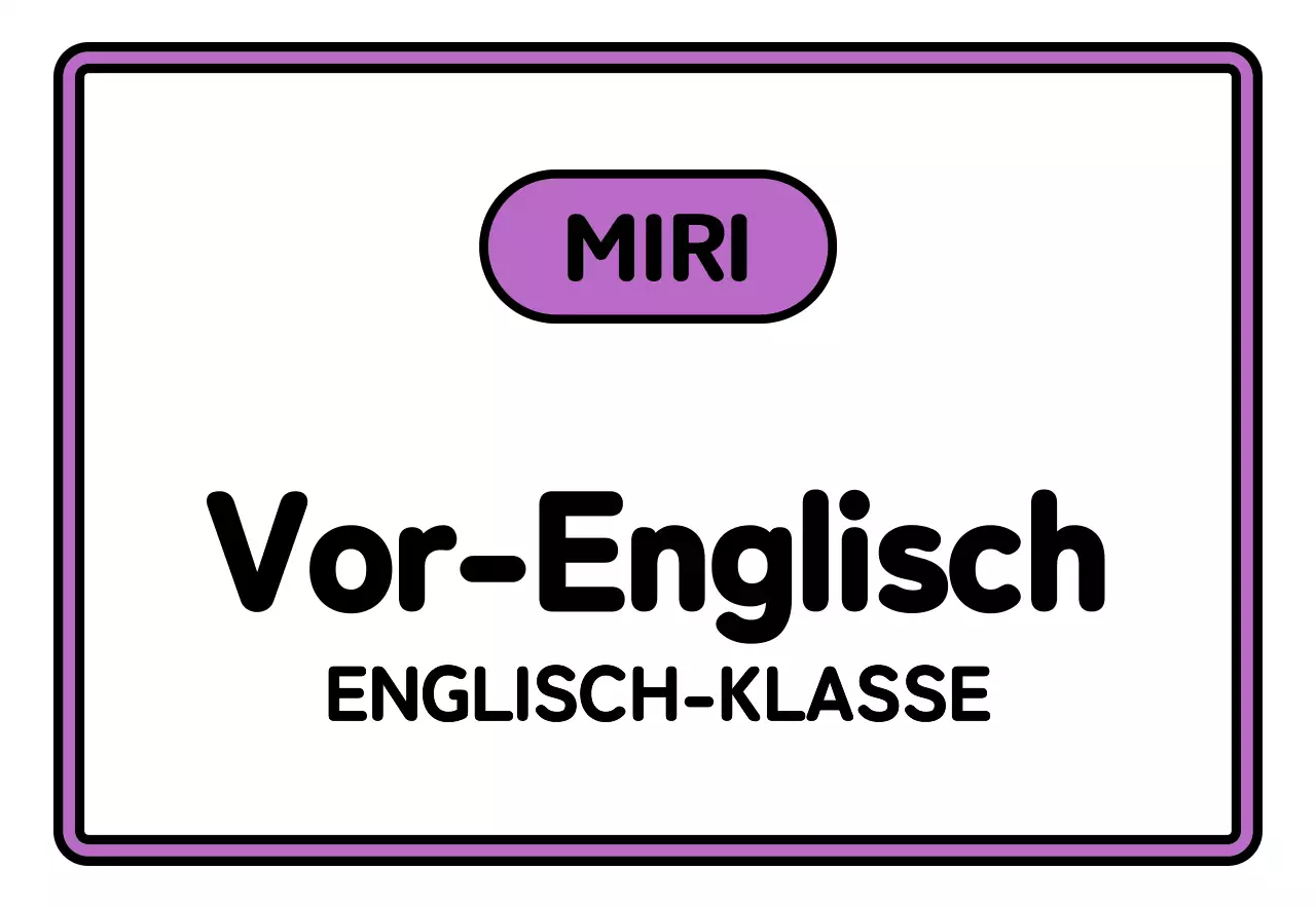 Ein einfaches Schulschild mit schwarzem, weißem, grünem und violettem vor-englischem Text und eingerahmten Illustrationen.