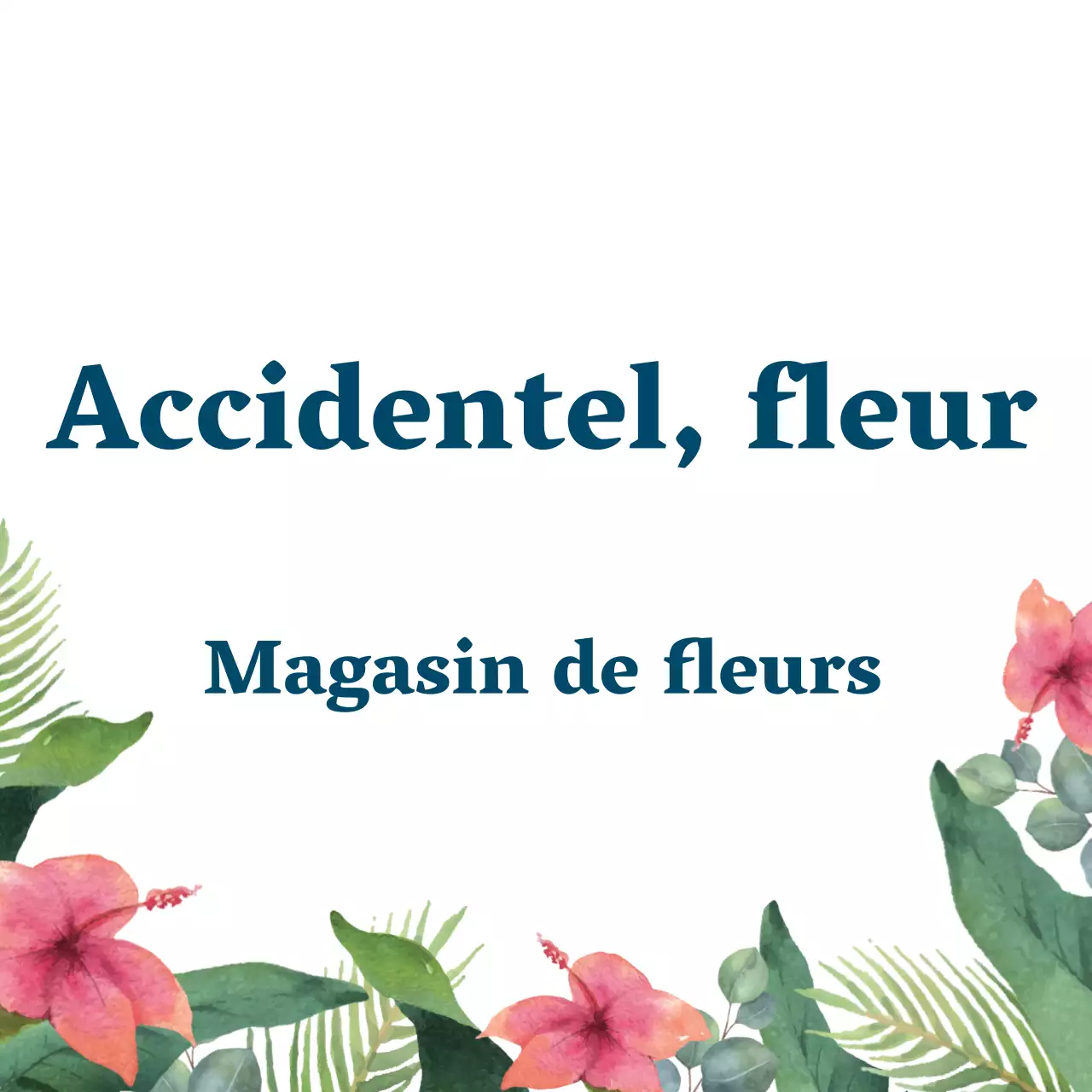 Fleurs accidentelles dans des couleurs sourdes Une enseigne de magasin simple avec un texte sur le magasin de fleurs et des illustrations florales.