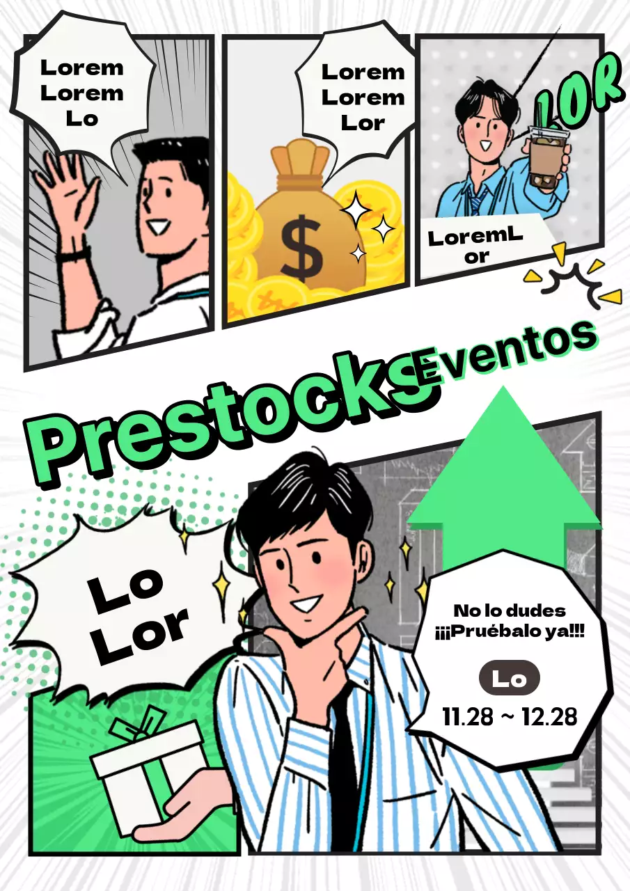Kitschy anuncios de inversión de valores en blanco y negro y anuales