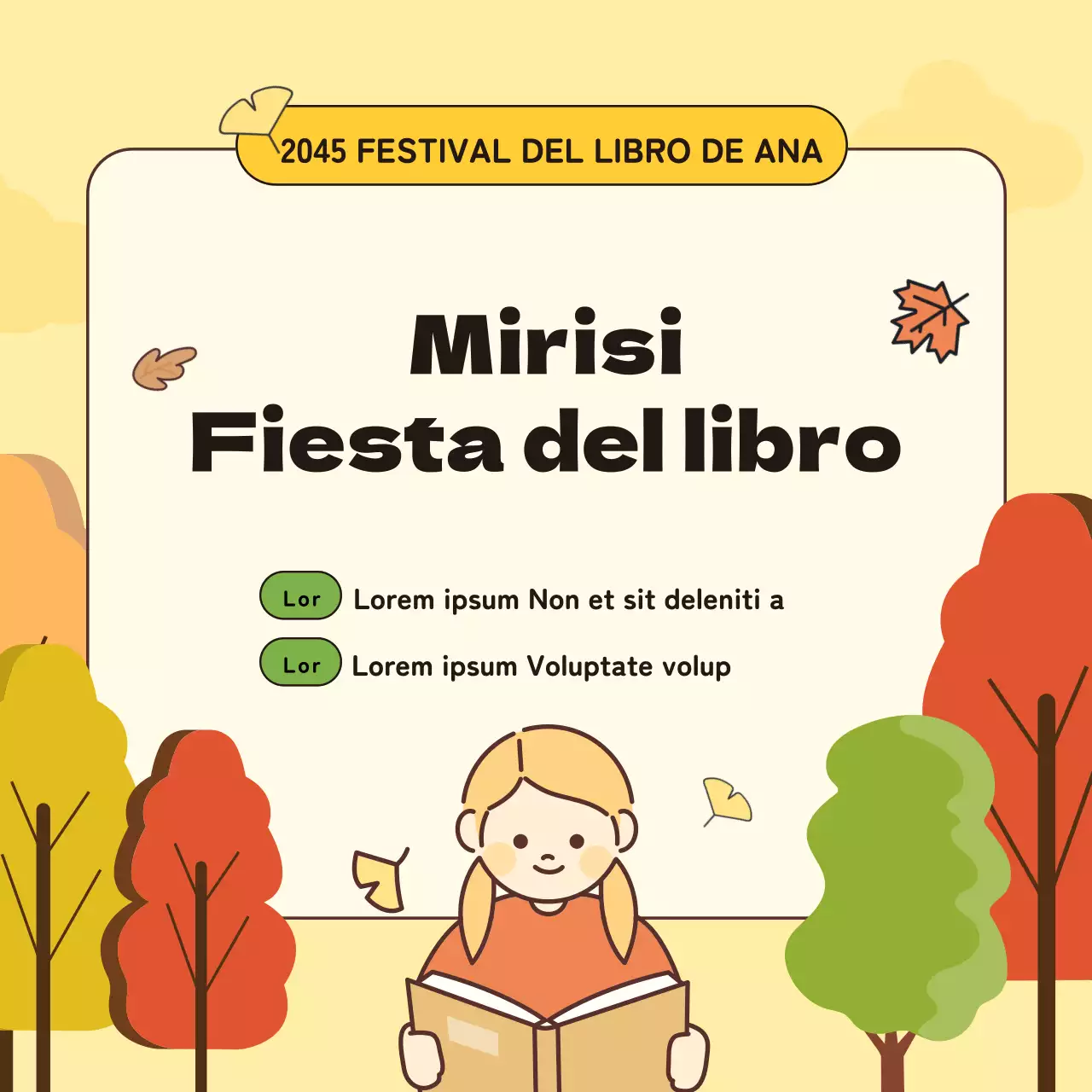 Material didáctico de coreano con simpáticas ilustraciones en amarillo y naranja