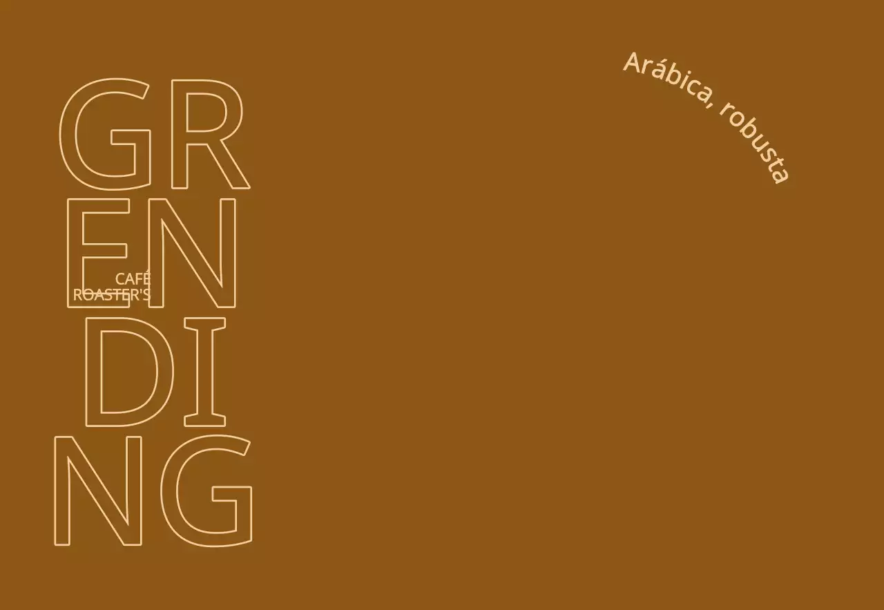 Promoción de una cafetería con un concepto sencillo y exclusivo en texto marrón y beige.