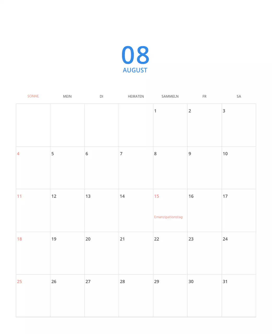 Mehrfarbiger Bildkalender