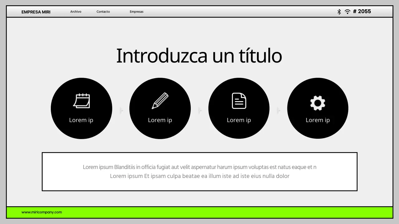 Interfaz de usuario sencilla en gris y chartreuse Perfil de la empresa
