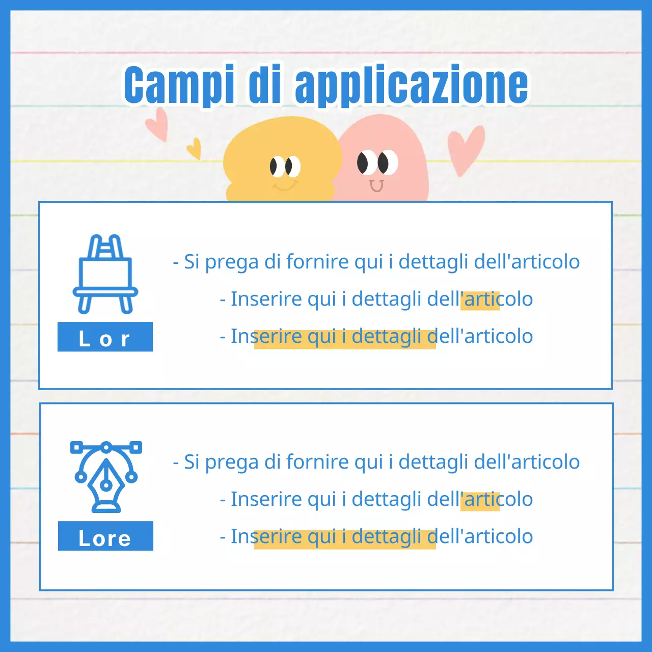 Promuovere un concorso a carattere minimalista giallo e blu