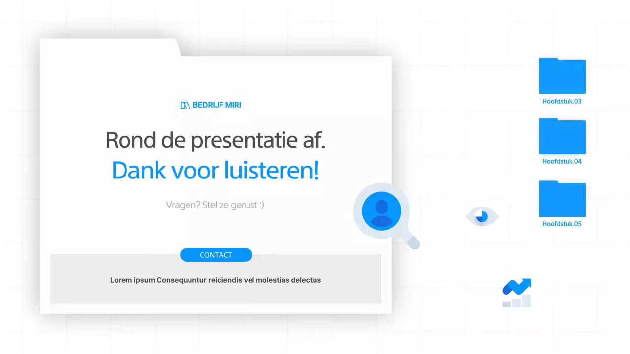 Een eenvoudige zakelijke presentatie in wit en blauw