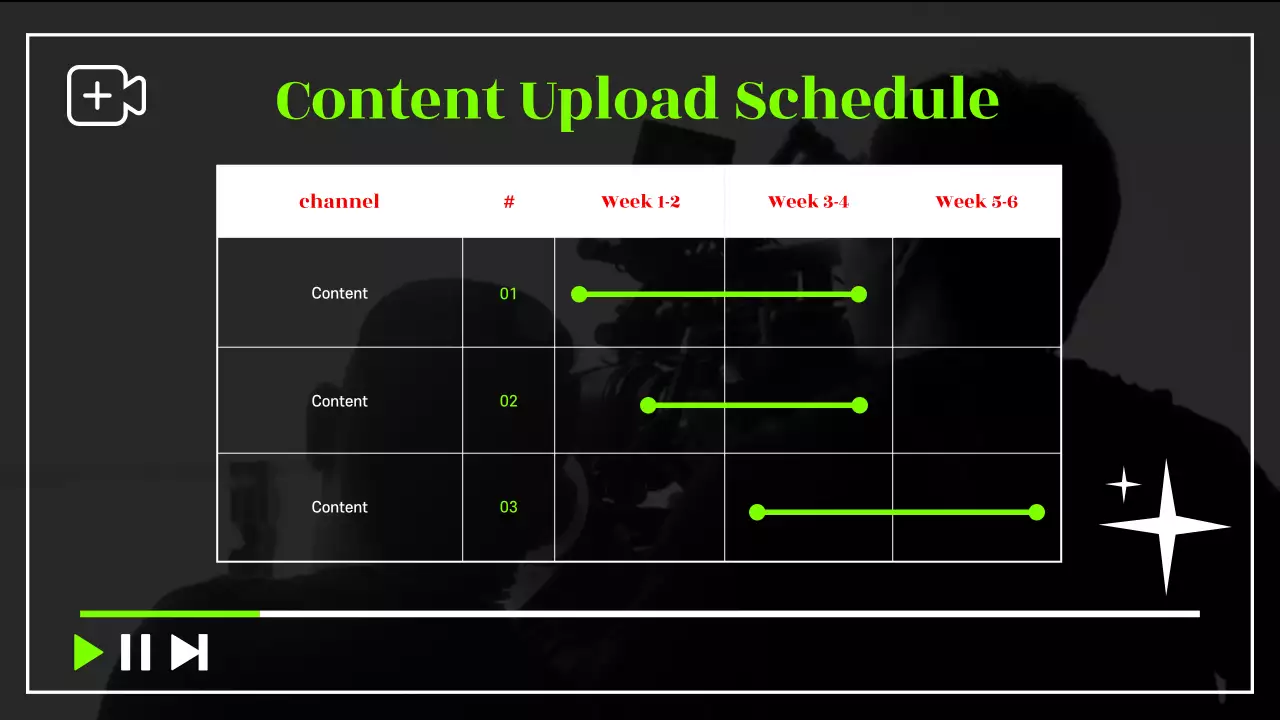 Black & Neon trendy Channel Content Plan proposal