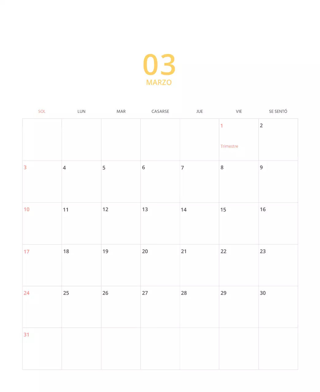 Calendario ilustrado multicolor